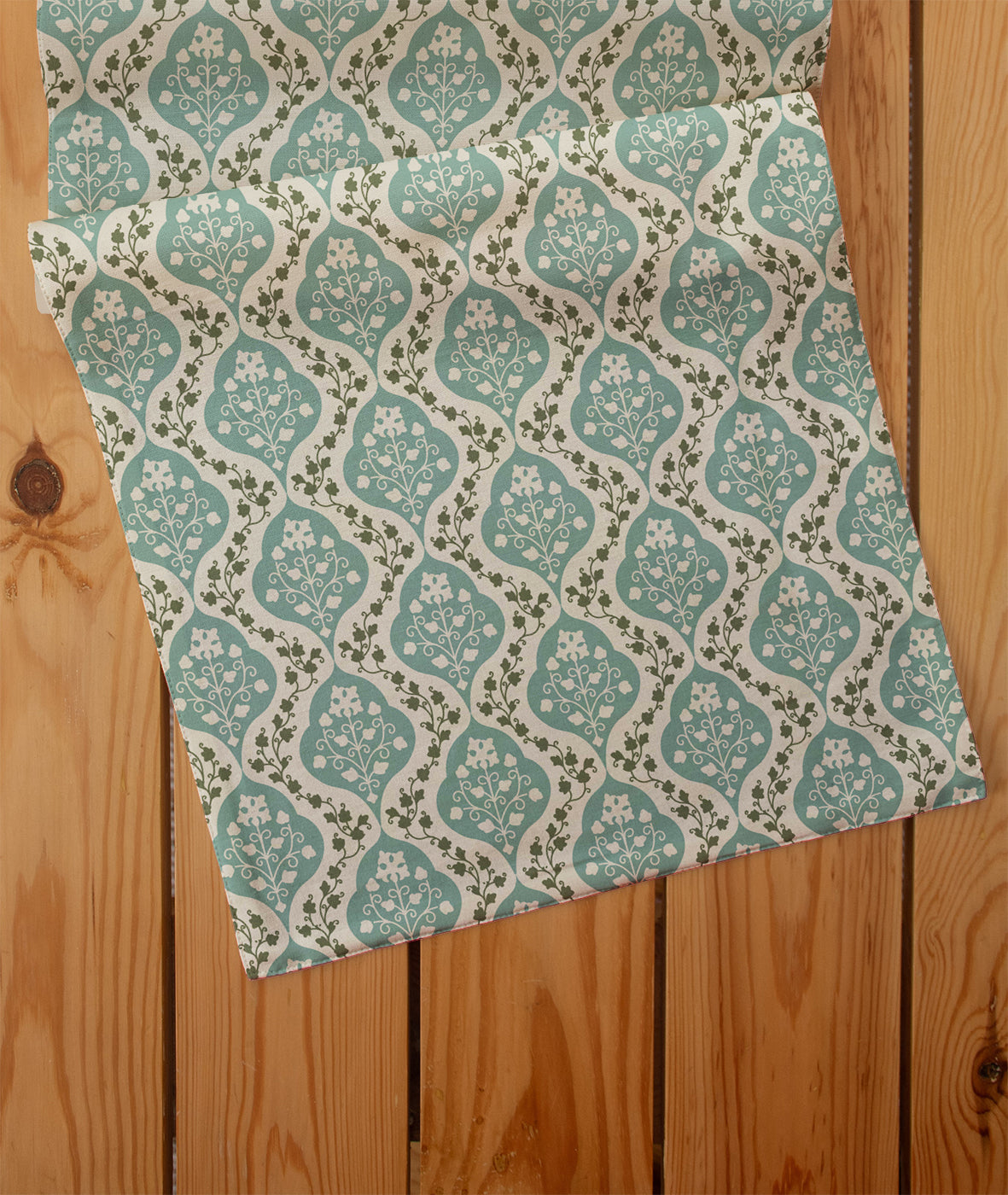 Mulbagal Geometric - Floral printed 100% Cotton Table Runner for 4 seater, 6 seater and 8 seater dining - Sage Green