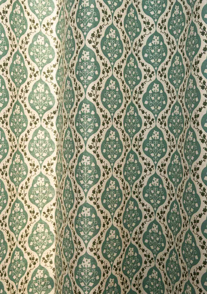 Mulbagal Geometric - Floral printed 100% Cotton Fabric for Living Room and Bedroom - Room Darkening - Sage Green