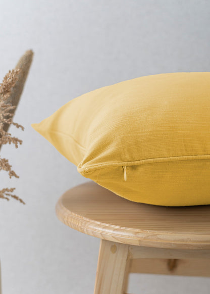 Solid Mustard 100% cotton plain cushion cover for sofa