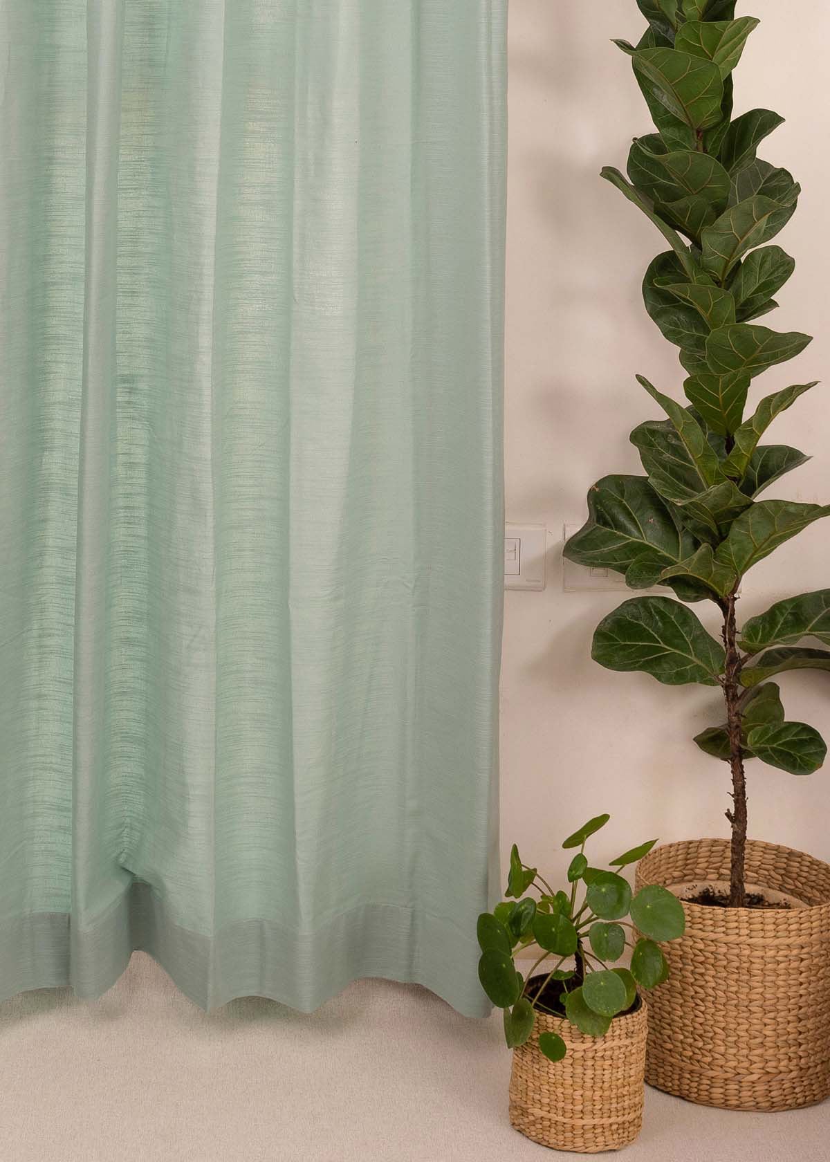 Solid Nile Blue 100% cotton plain curtain for bedroom - Light Reduction - Single Piece