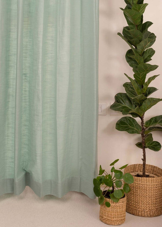 Solid Nile Blue 100% cotton plain curtain for bedroom - Light Reduction - Single Piece