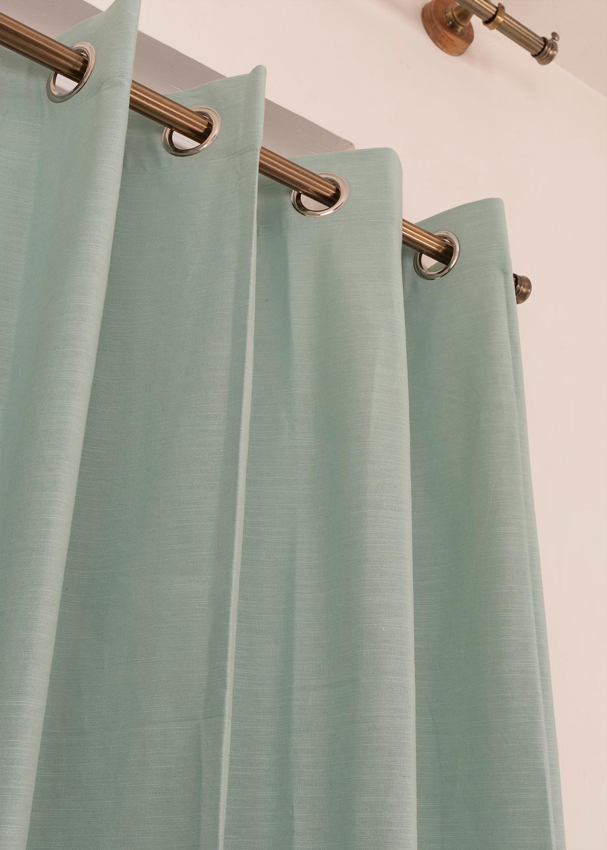 Solid Nile Blue 100% cotton plain curtain for bedroom - Light Reduction - Single Piece