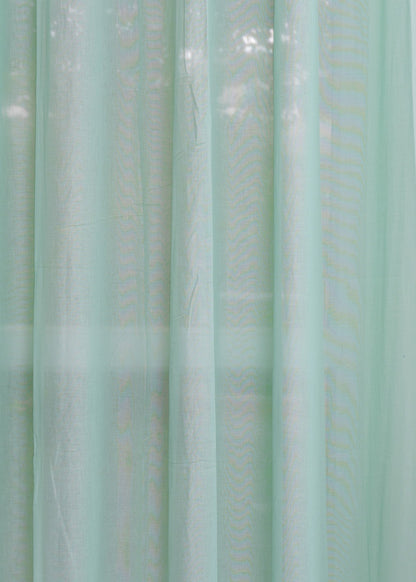 Solid Nile Blue sheer 100% cotton plain curtain for Living room & bedroom - Light filtering - Single Piece