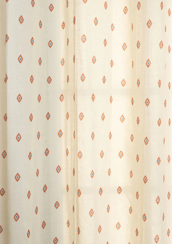 Noor Red 100% Cotton Sheer Printed Customizable blind for livingroom & Bedrooms-Light Filtering