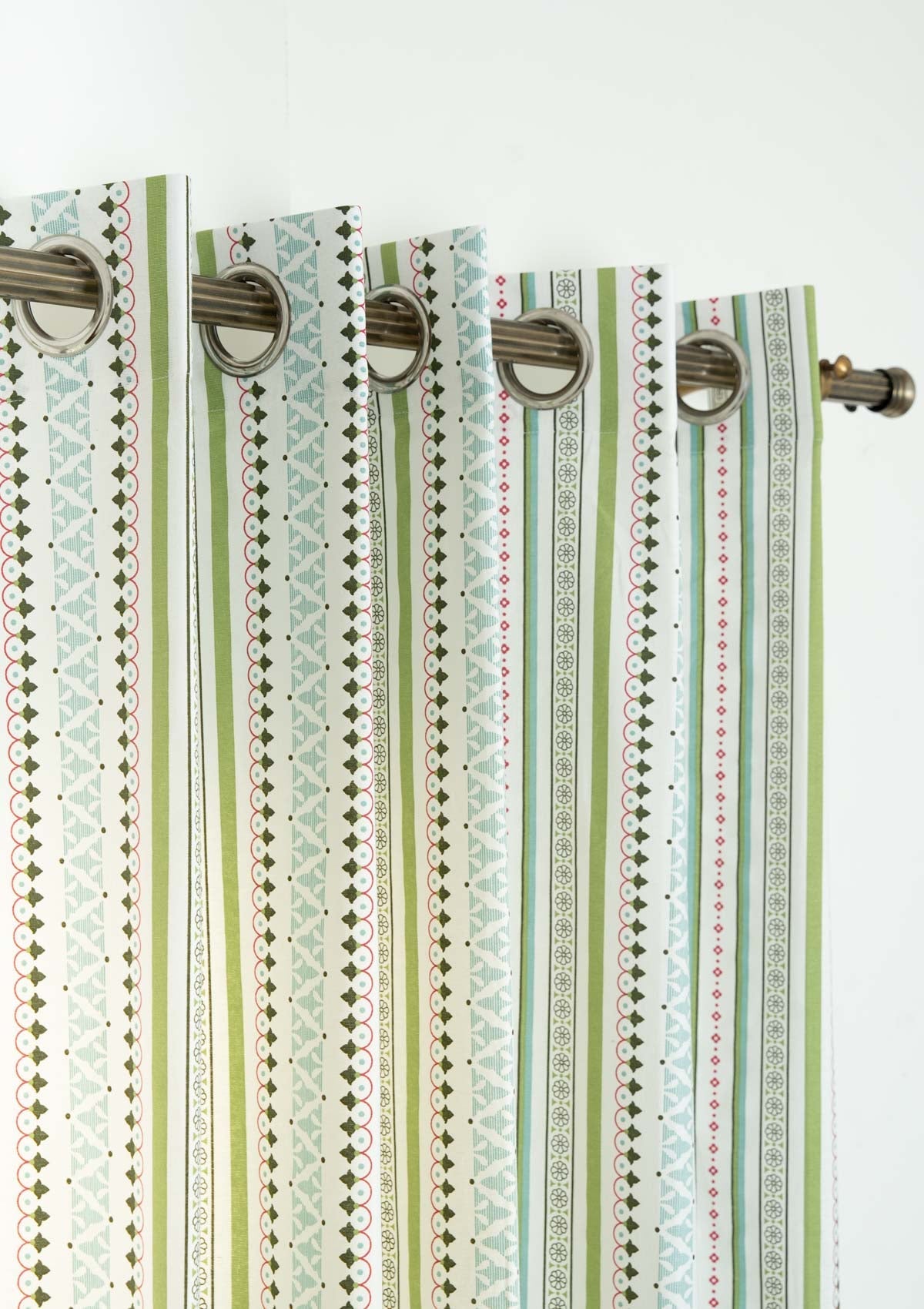 Palace Pillars Geometric printed 100% Cotton Curtain for Living Room and Bedroom - Room Darkening - Multicolor - Single Piece