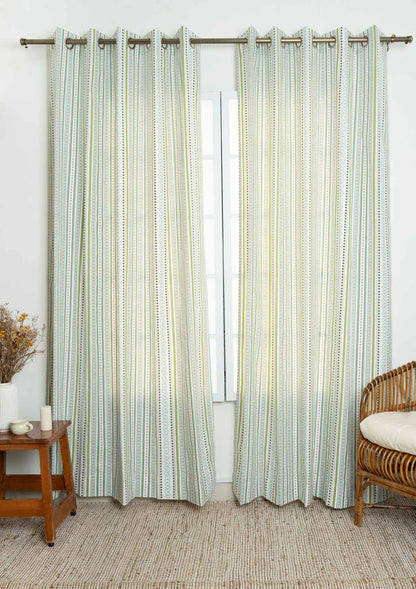 Palace Pillars Geometric printed 100% Cotton Curtain for Living Room and Bedroom - Room Darkening - Multicolor - Single Piece