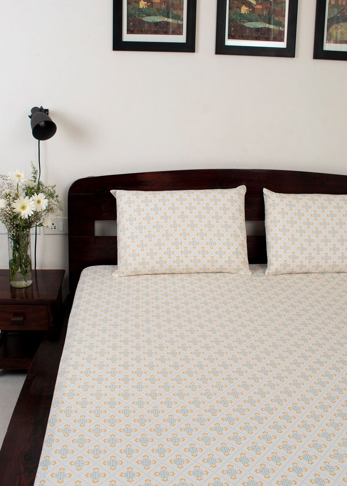 Palm Grove Printed Cotton Fitted Sheet - Multicolor