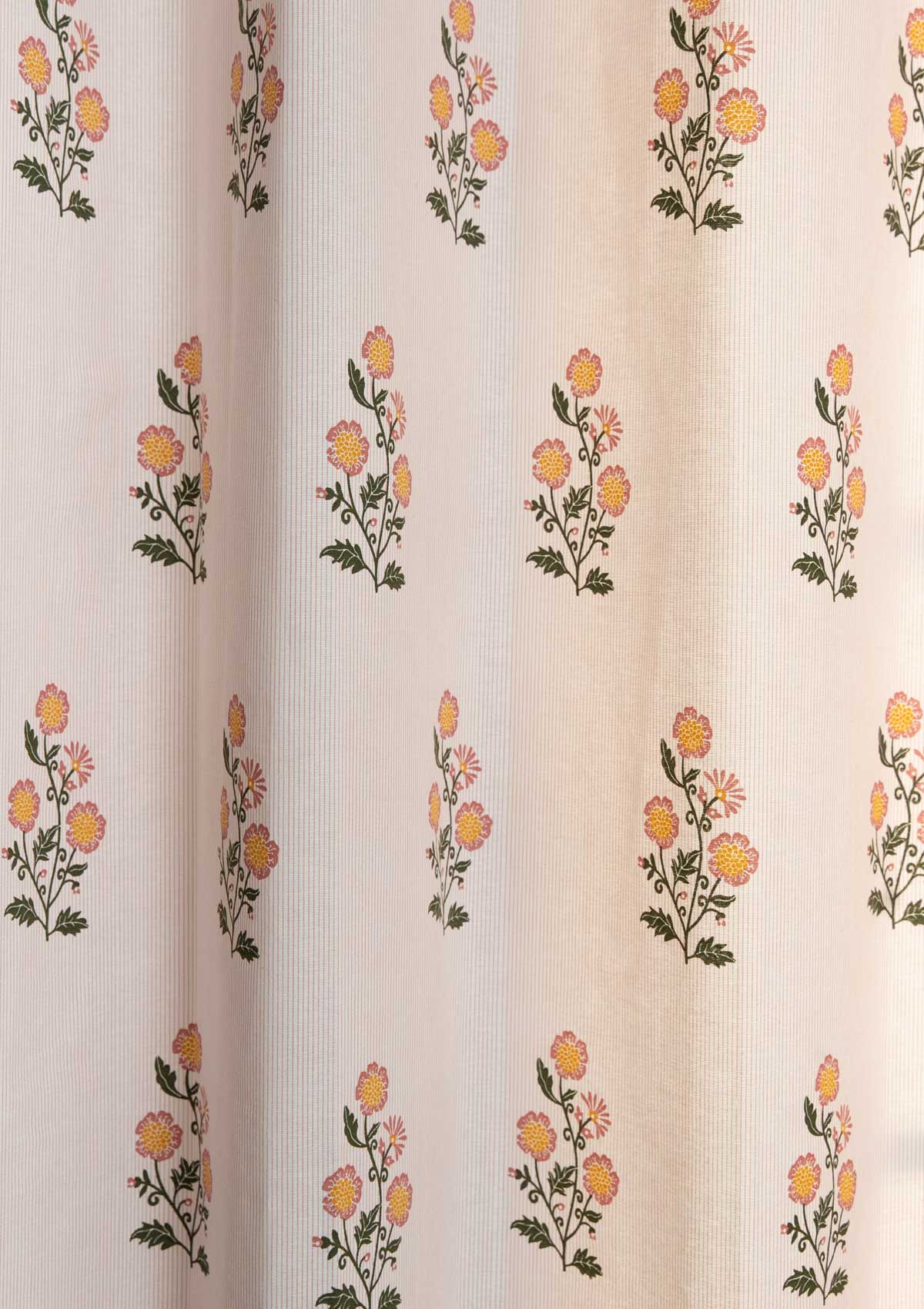 Parijatha Floral printed 100% Cotton Curtain for Living Room and Bedroom - Light Reduction - Rust and Mustard - Single Piece