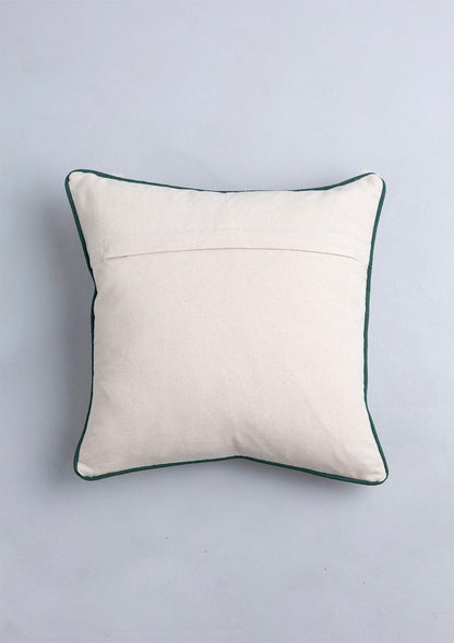 Peridot 100% Cotton Embroidered Red and Green Cushion Cover - 16"