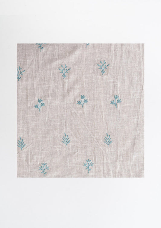 Petal floral Embroidered 100% cotton Sheer Fabric for living room - Light filtering - Nile blue