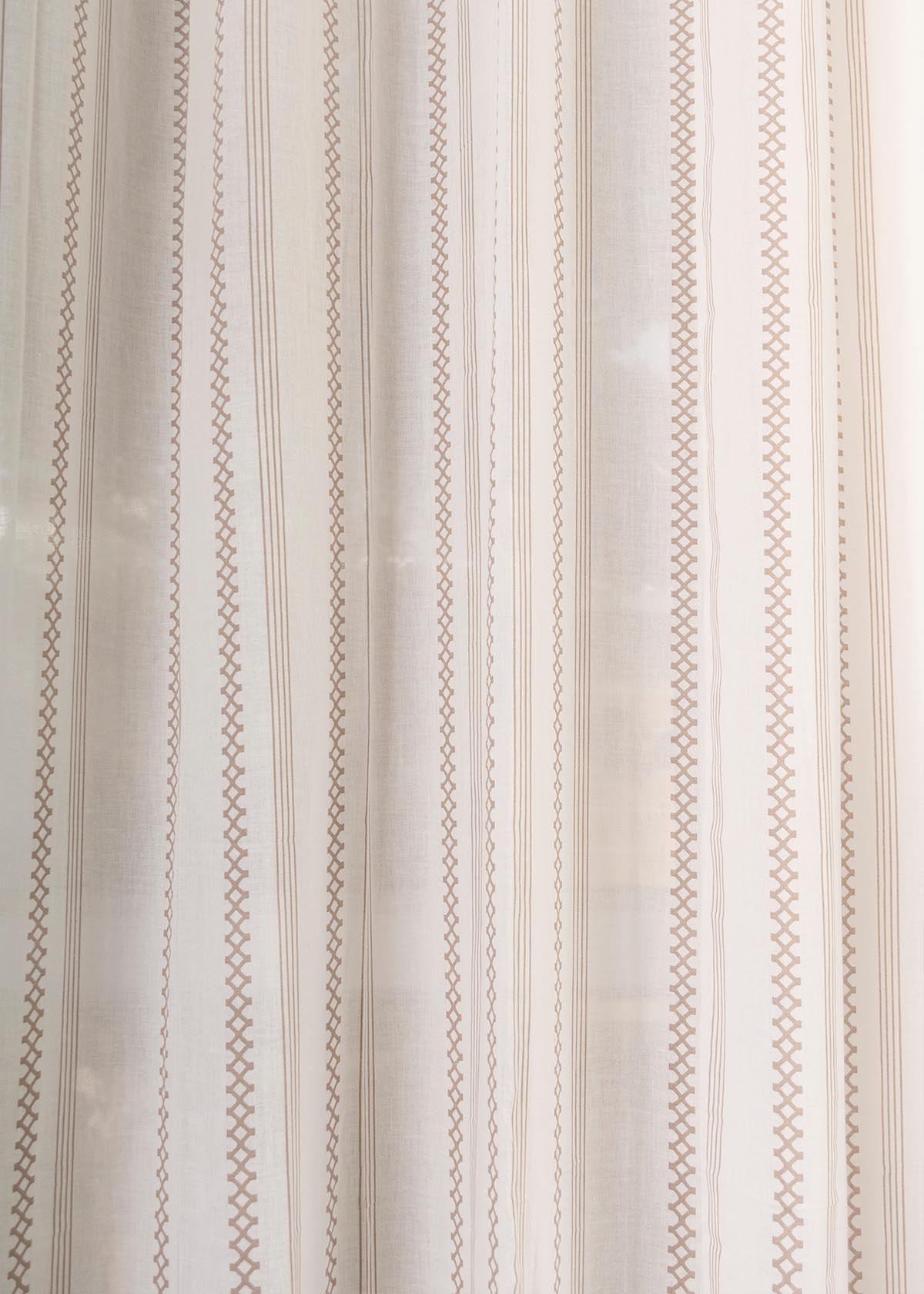 Picket Fence printed sheer Fabric - Walnut-Grey