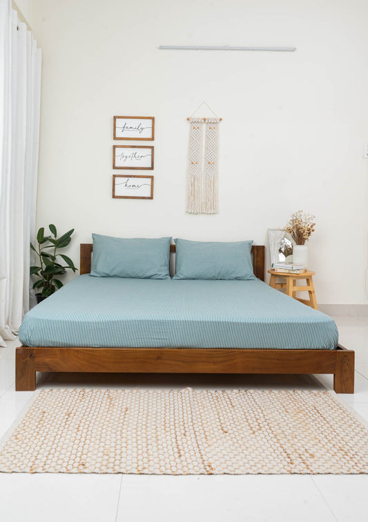Stripes Fitted Sheet - Turquoise