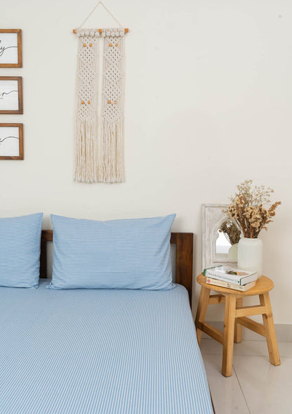 Stripes Fitted Sheet - Powder Blue
