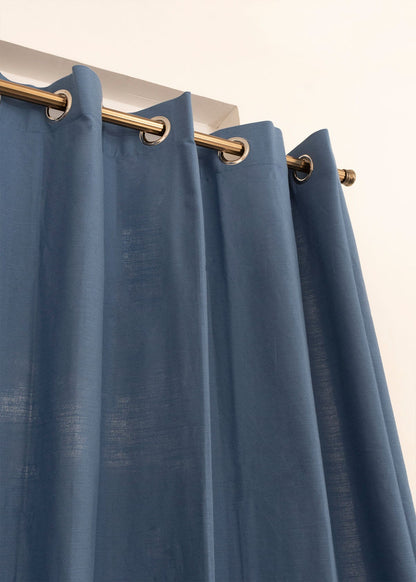 Solid  Royal blue 100% cotton plain curtain for bedroom - Room darkening - Single Piece