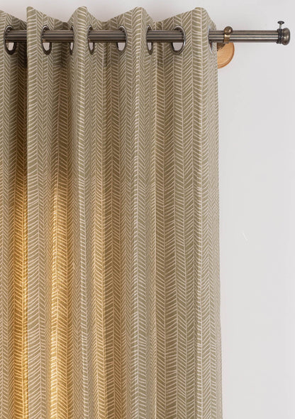 Rustle Herb Green Geometric Style 100% cotton curtain for Living Room and Bedroom - Room darkening - Single Piece