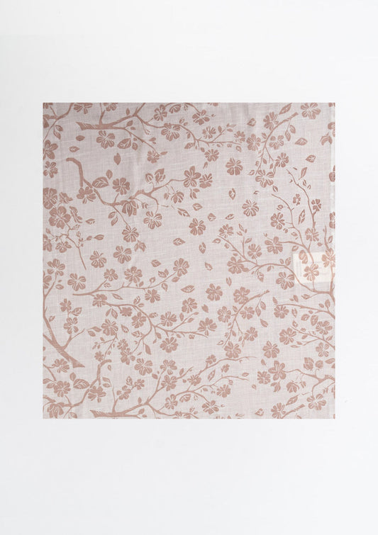 Sakura Flower pattern 100% Cotton Sheer Fabric - Light filtering - Rust