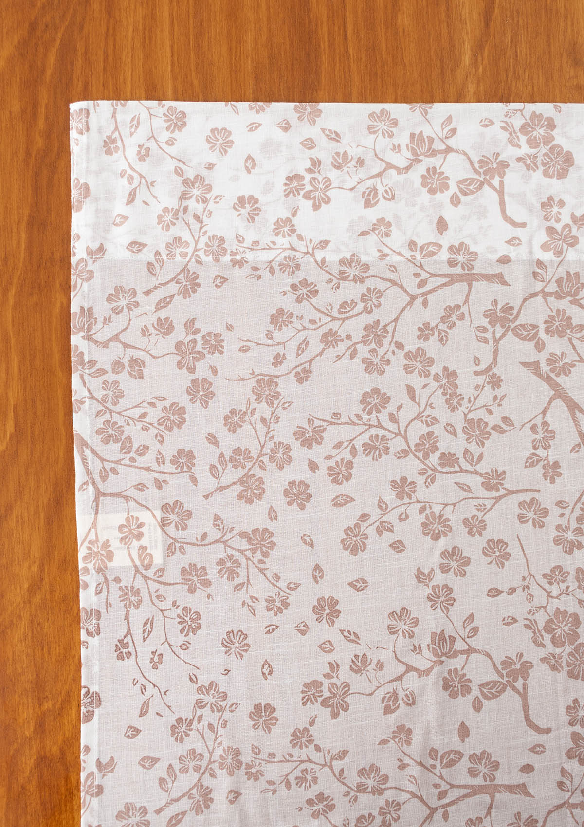 Sakura Flower pattern 100% Cotton Sheer curtain for Living room & bedroom - Light filtering - Rust - Single Piece