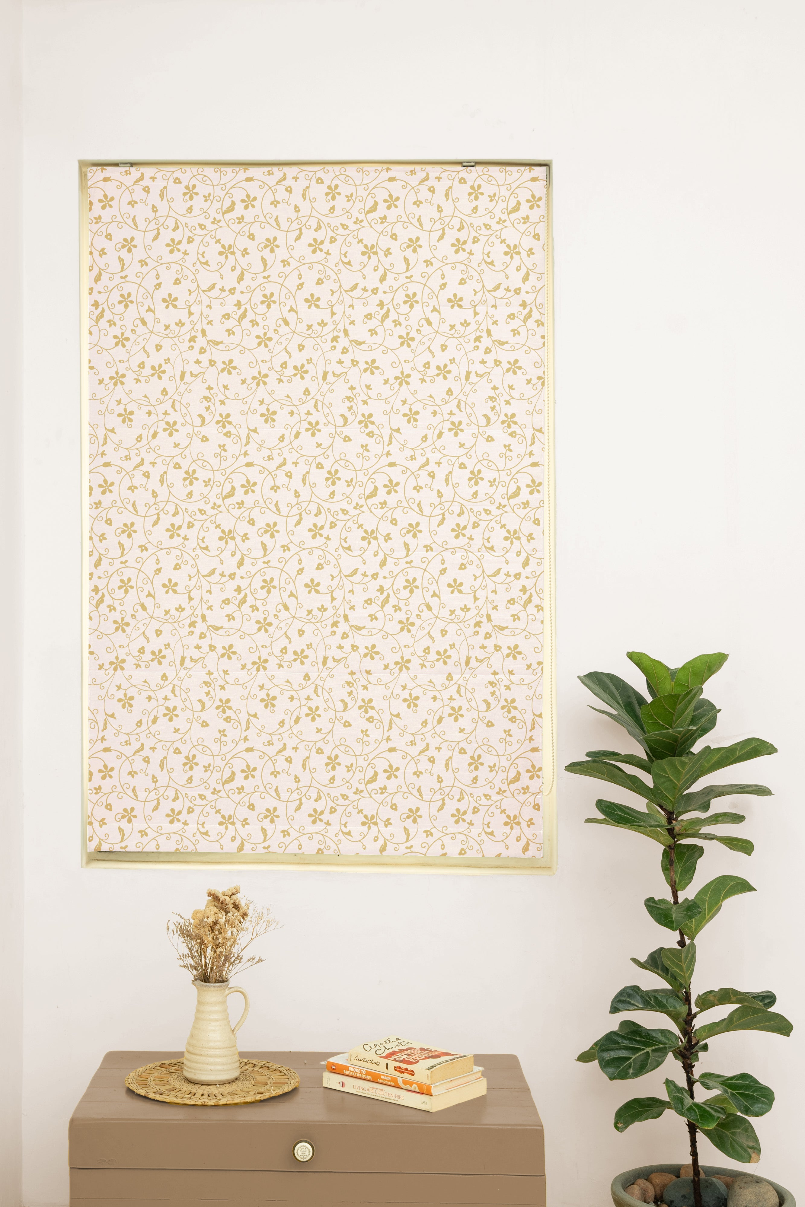 Sandalwood 100% Cotton Sheer Printed Customizable blind for livingroom & Bedrooms-Light Filtering