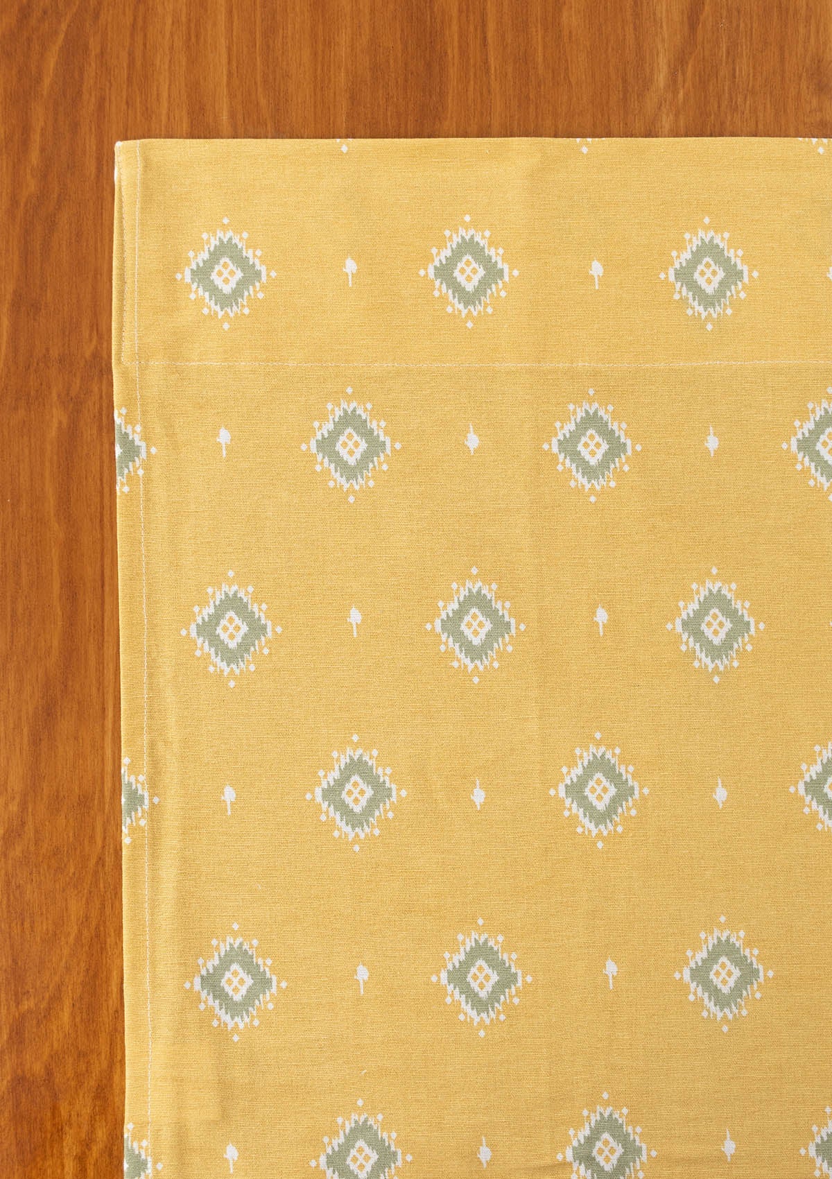 Sienna Contemporary Geometric 100% cotton curtain for Living Room and Bedroom- Room darkening - Yellow - Single Piece