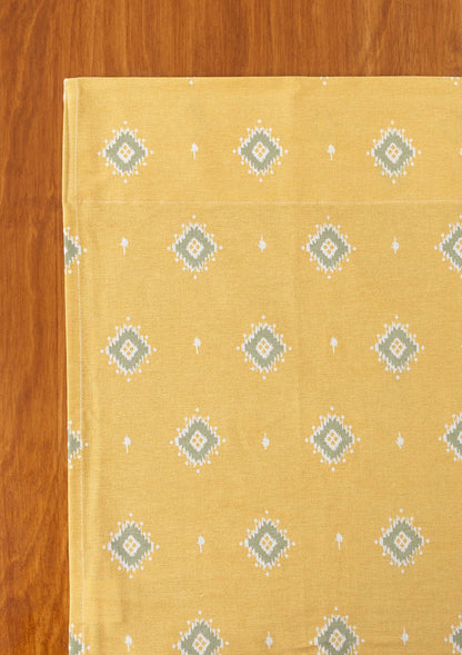 Sienna Contemporary Geometric 100% cotton curtain for Living Room and Bedroom- Room darkening - Yellow - Single Piece