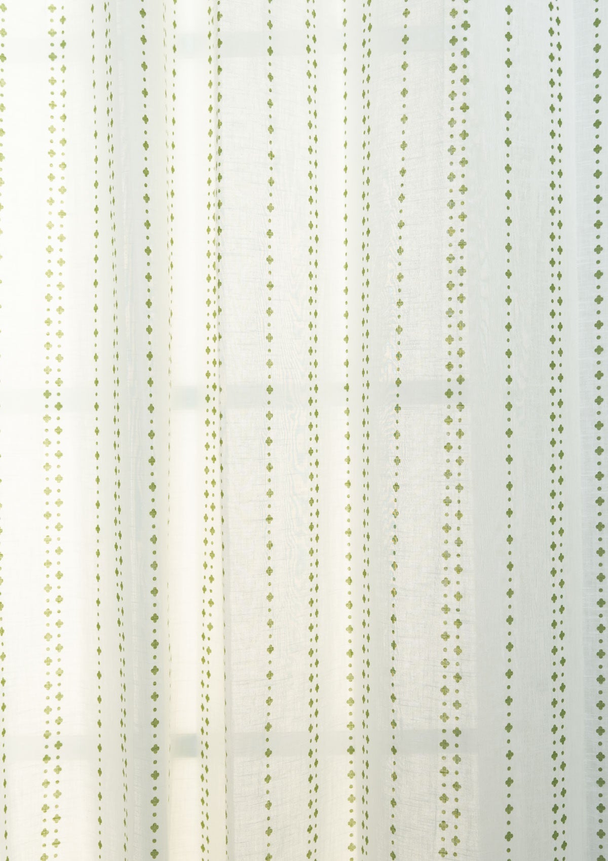 Sitara geometric 100% cotton sheer curtain for living room - Light filtering - Green - Single Piece