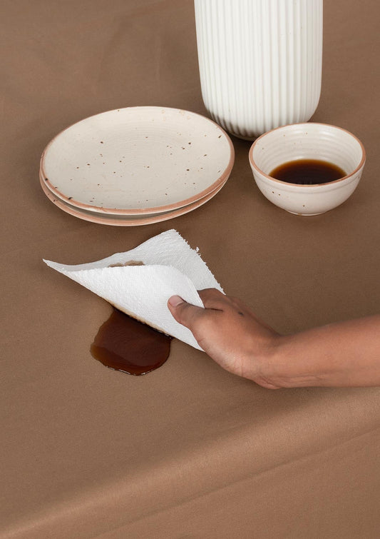 Solid Chocolate Brown Spill safe water-resistant coated cotton table cloth