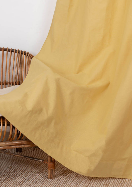 Solid Dusky Yellow solid 100% cotton curtain for Living room and bedroom - Room darkening - Single Piece