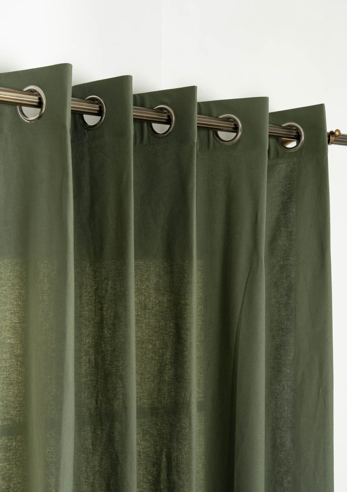 Solid Pepper Green 100% cotton plain curtain for living room and bed room - Room darkening - Pepper Green - Single Piece