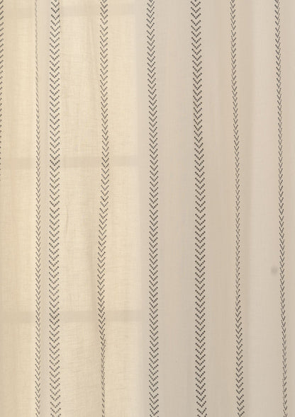 Spear 100% cotton geometric sheer curtain for living room - Light filtering - Black - Single - Single Piece