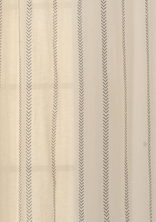 Spear 100% cotton geometric fabric curtain for living room - Light filtering - Black