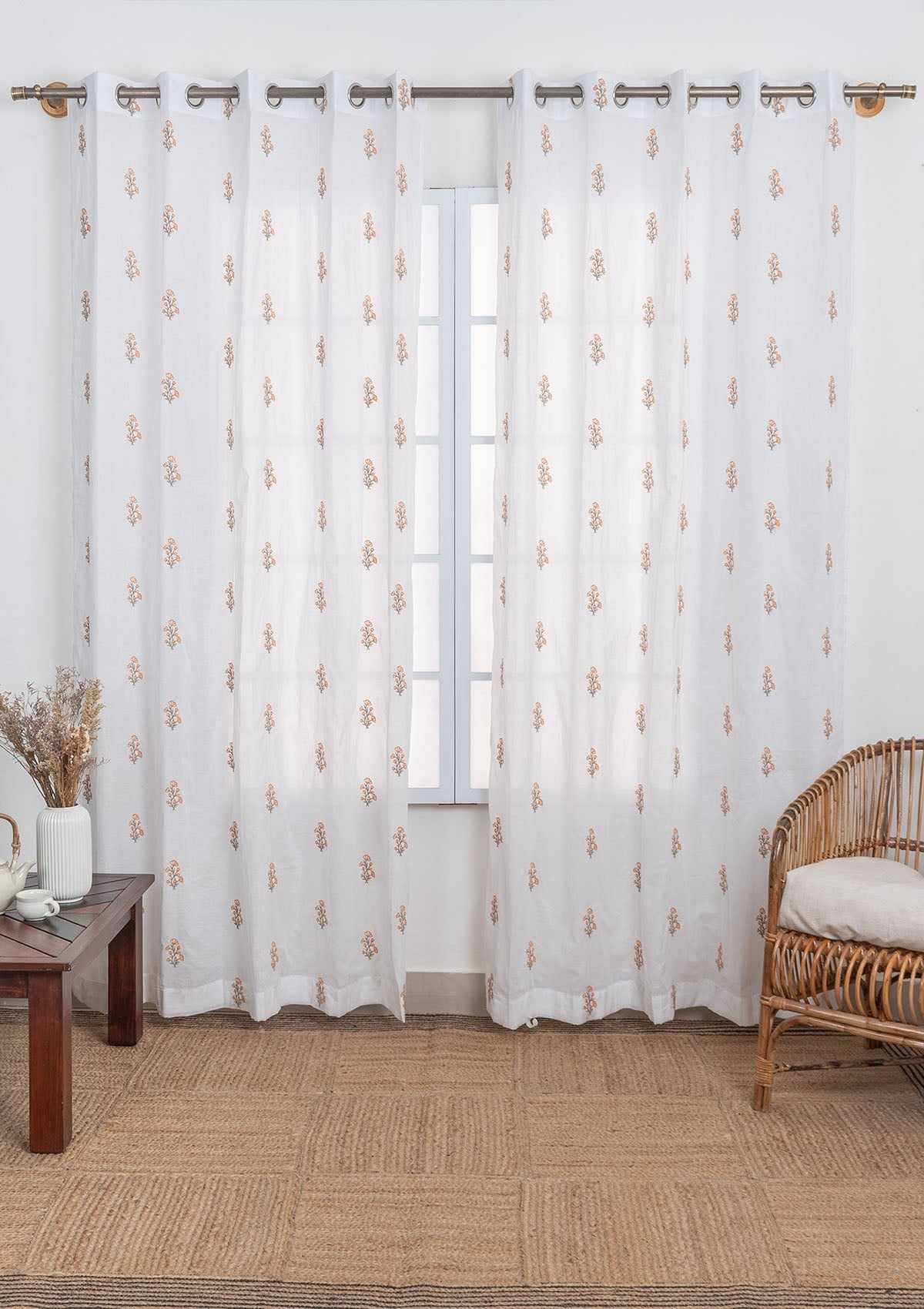 Spring premium 100% cotton floral fabric for sheer curtain