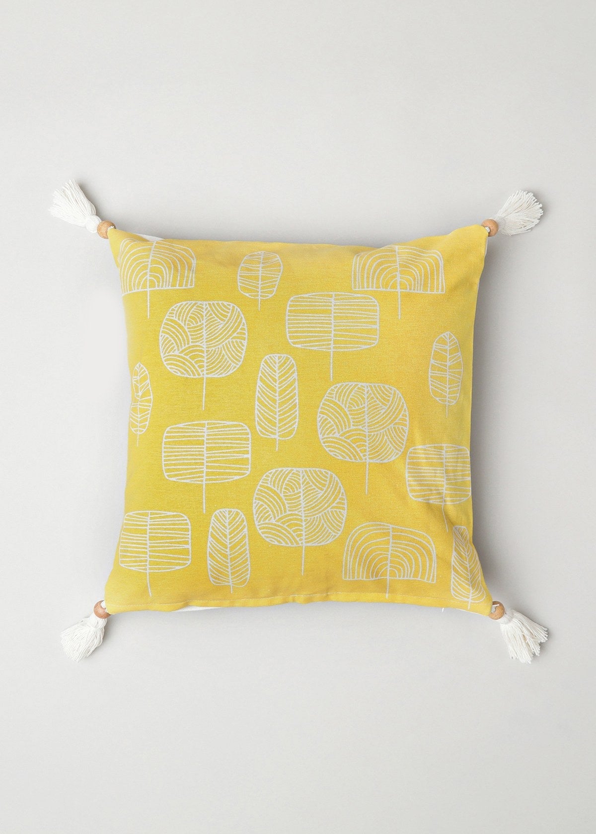 Spring Forest Printed Cotton Cushion Cover - Yellow