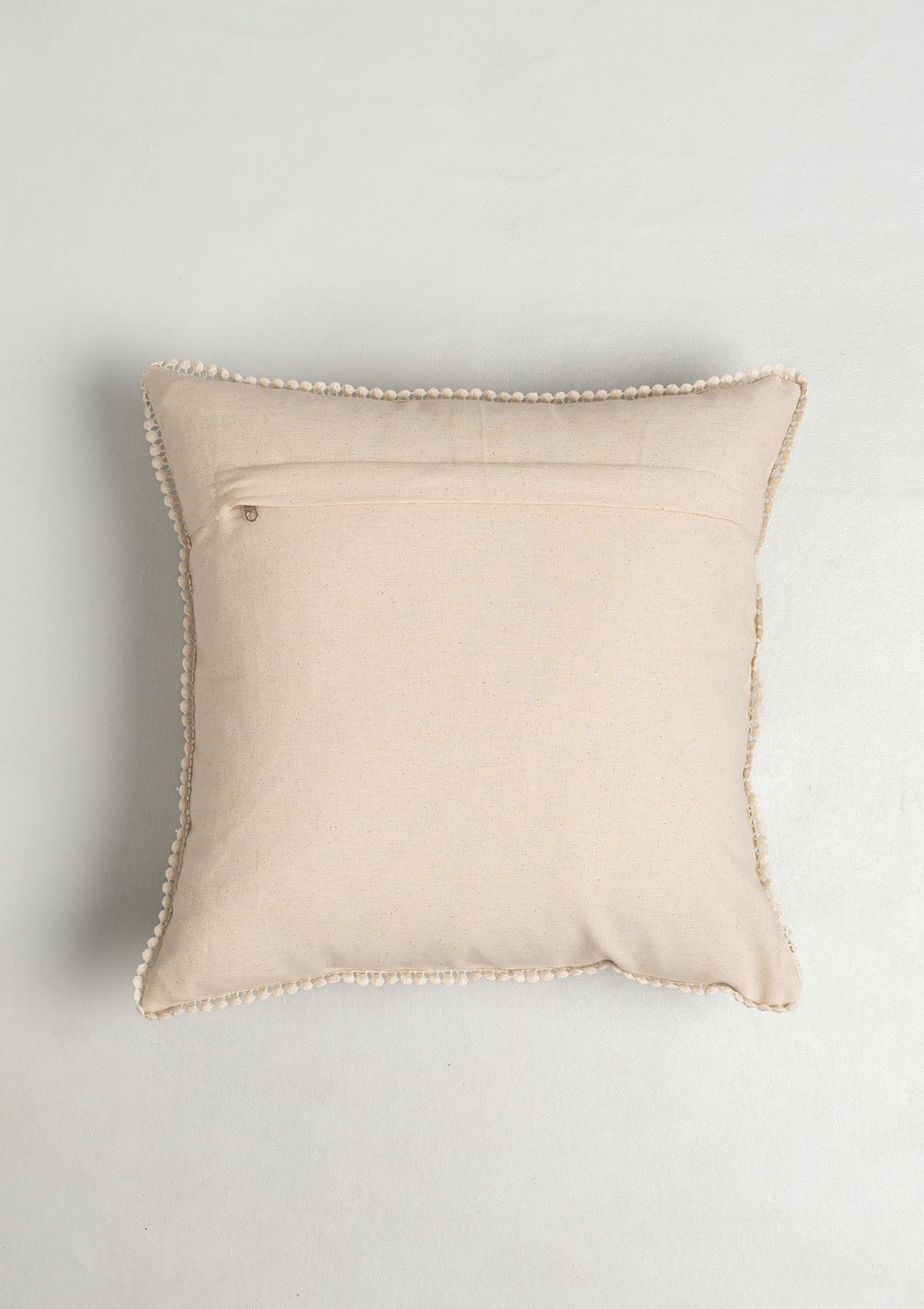 Stamps Embroidered Floral Motif 100% Cotton Cushion Cover for Sofa - Green and Rust