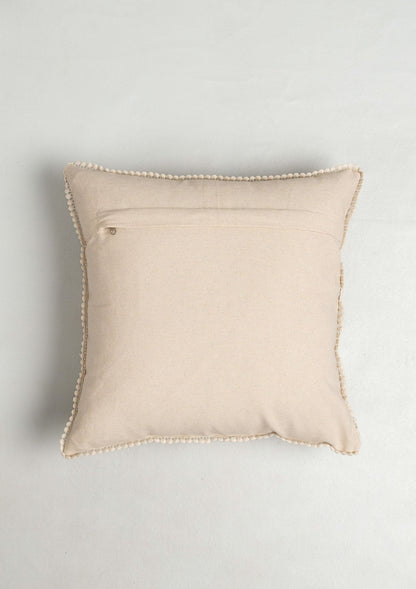 Stamps Embroidered Floral Motif 100% Cotton Cushion Cover for Sofa - Green and Rust