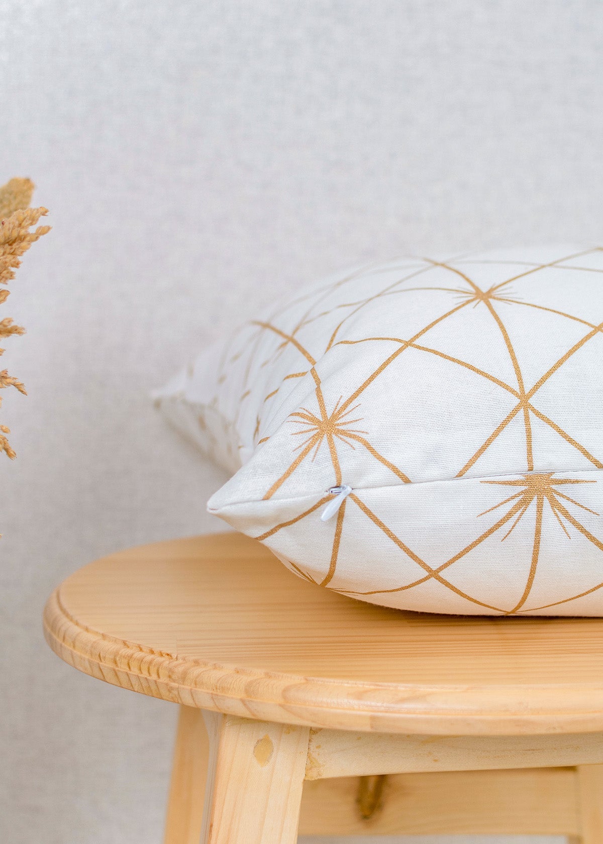 Stardust Printed 100% cotton geometric mettalic print cushion cover for sofa - White