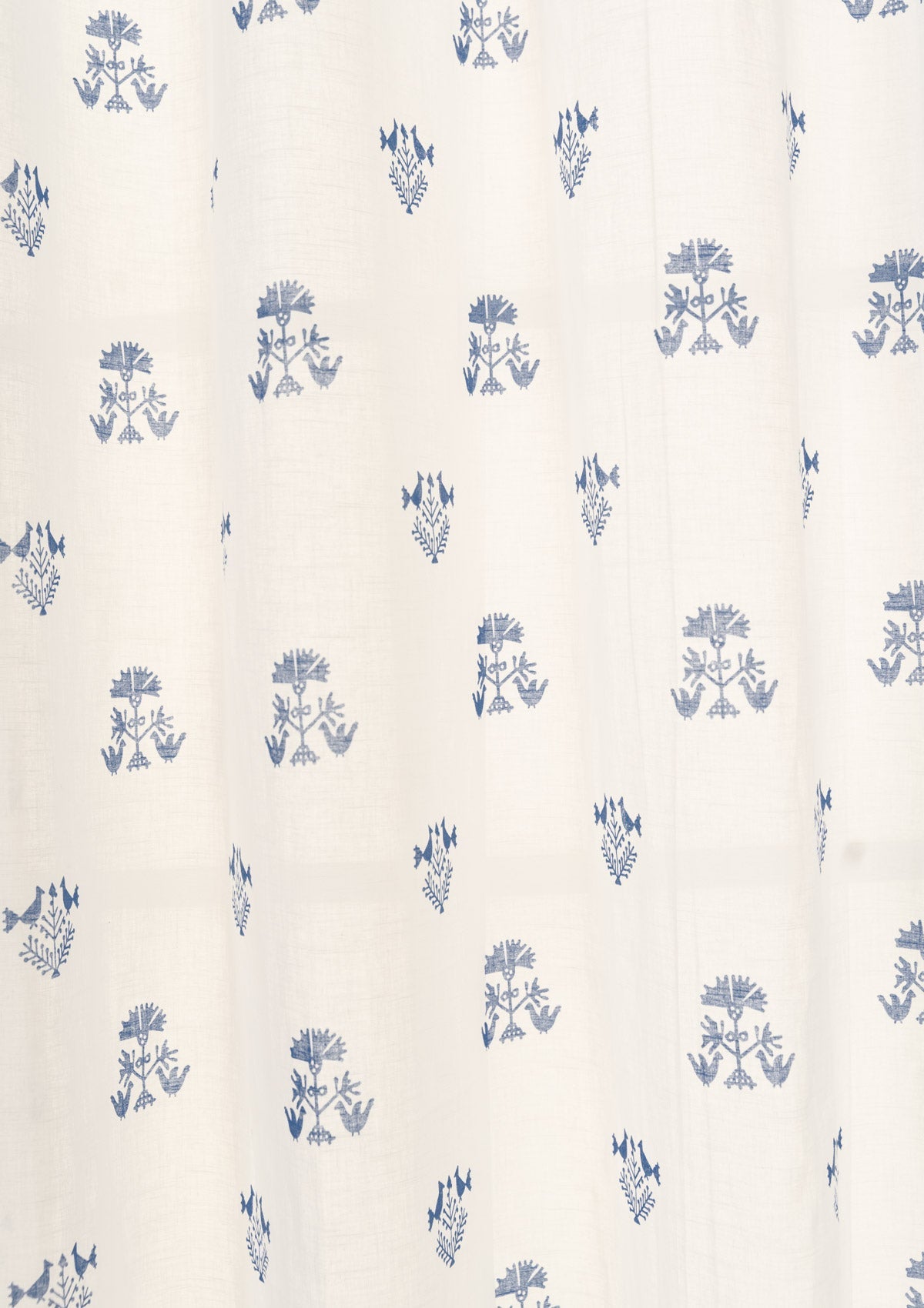 Sunbird 100% cotton floral sheer curtain for living room - Light filtering - Indigo - Single - Single Piece