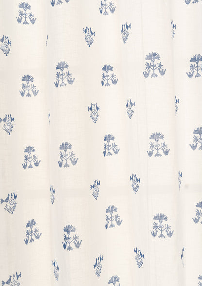 Sunbird 100% cotton floral sheer fabric for living room - Light filtering - Indigo