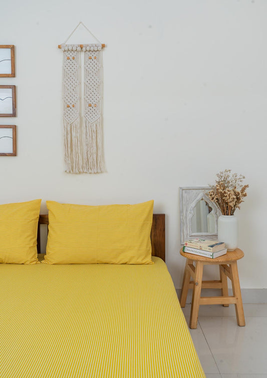 Sunshine Stripes Fitted Sheet - Yellow