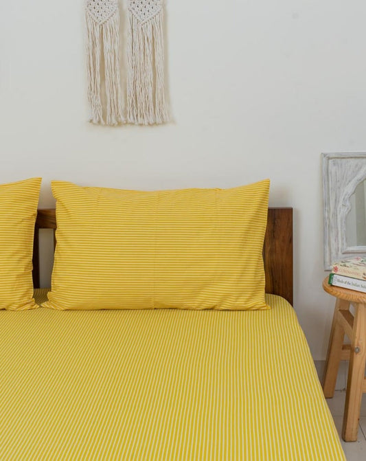 Sunshine yellow stripes Pillow Covers - Set of 2