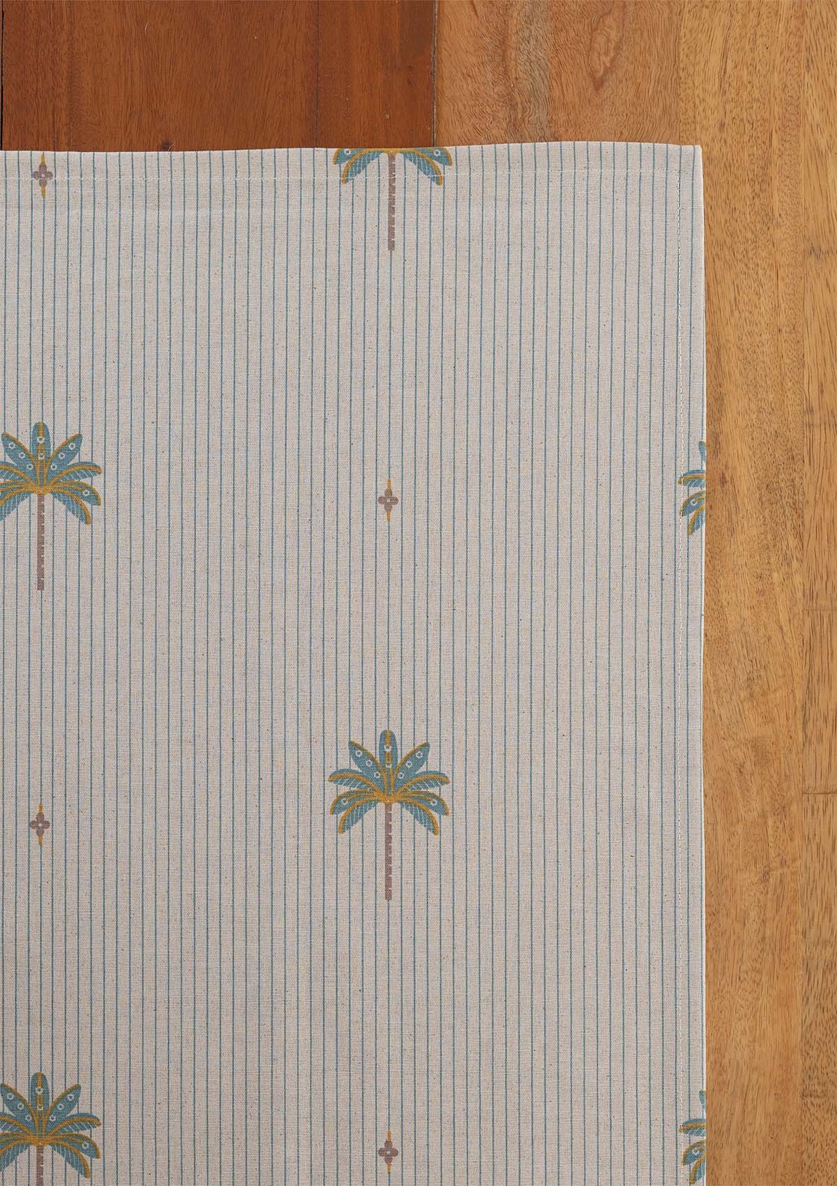 Tala Teal Floral 100% Cotton Printed Curtain For Livingroom / Bedroom | Light Reduction | Single Piece