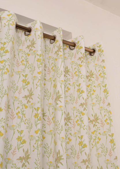 Tulip Garden 100% cotton floral curtain for kids room, living room & bed room - Light Reduction - Single Piece