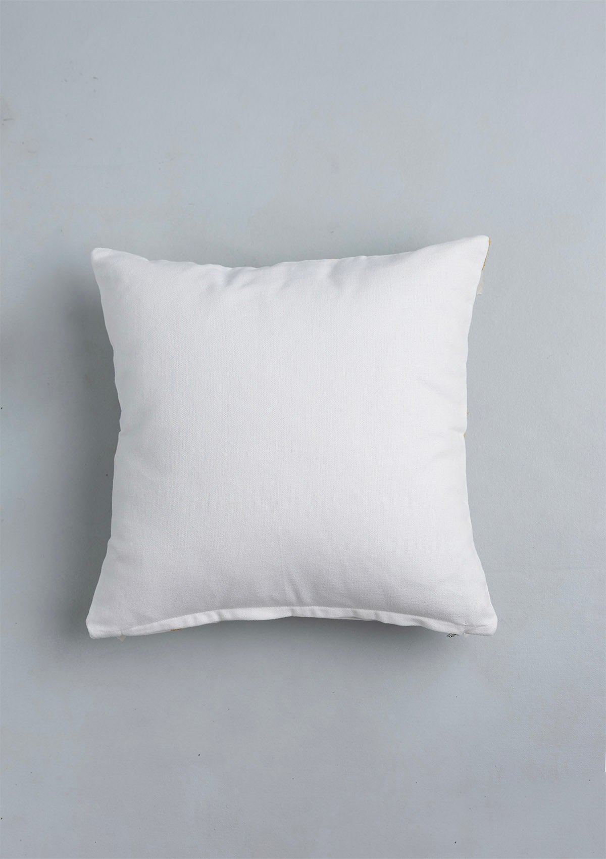 Tura 100% Cotton Embroidered Blue and Yellow Cushion Cover - 16"