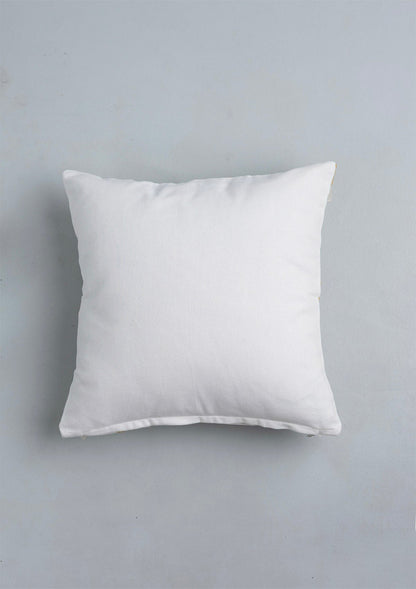 Tura 100% Cotton Embroidered Blue and Yellow Cushion Cover - 16"