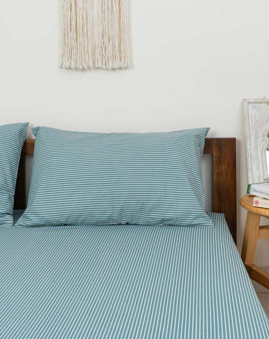Turquoise stripes Pillow Covers - Set of 2