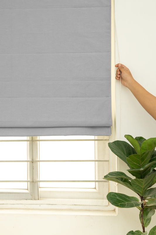Solid Ultimate Grey 100% Customizable Cotton plain blind for bedroom - Room darkening