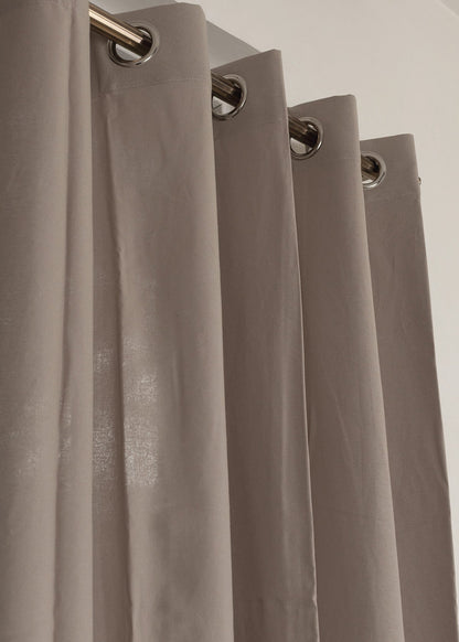 Solid Walnut Grey 100% cotton plain curtain for bedroom - Room darkening - Single Piece