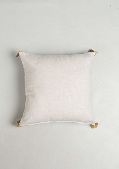 Waltz Printed Floral Pattern 100% Cotton Cushion Cover for Sofa with Tassels - Multicolor