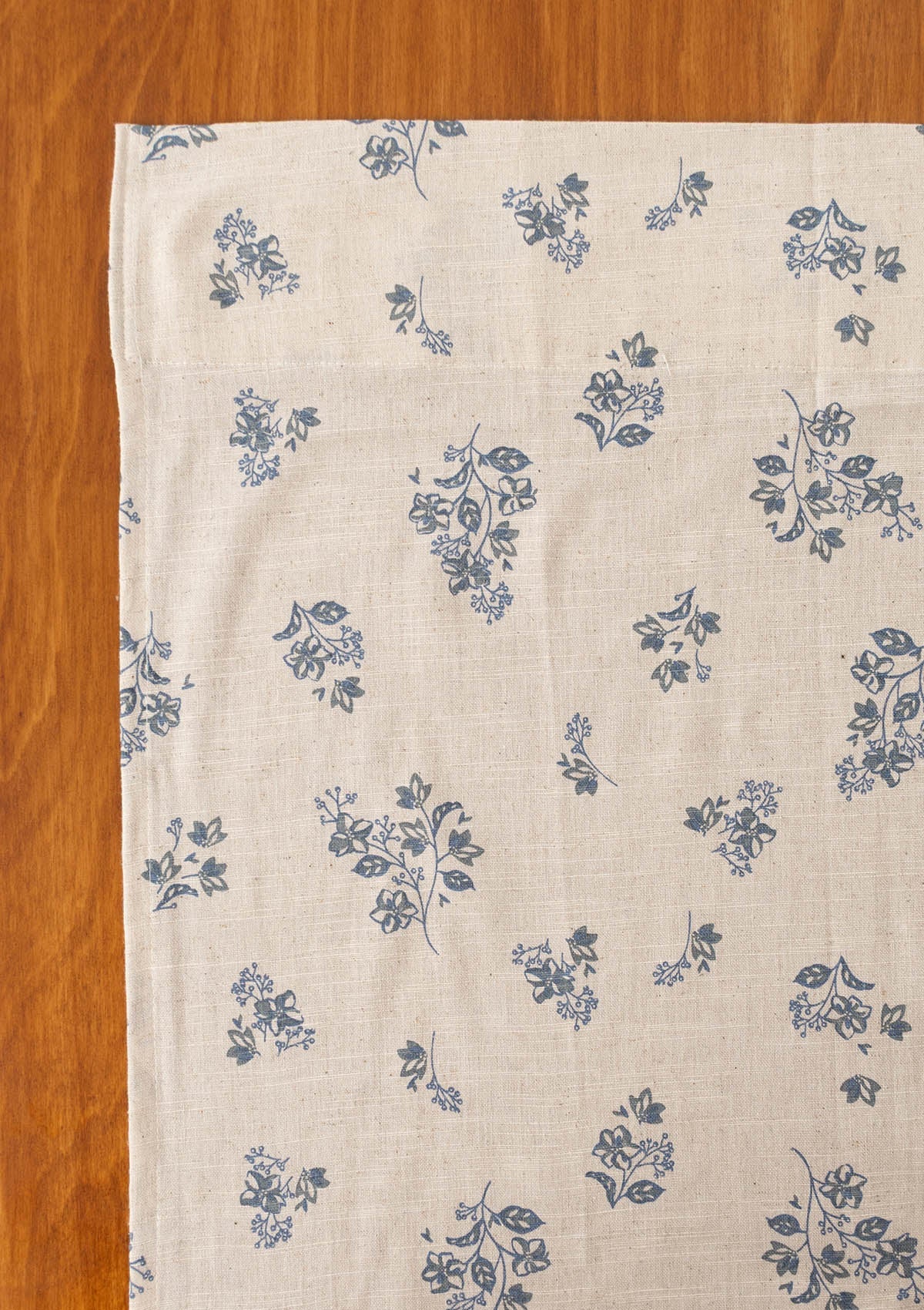Whisper floral Linen blend cotton curtain for living room - Room darkening - Blue - Single Piece
