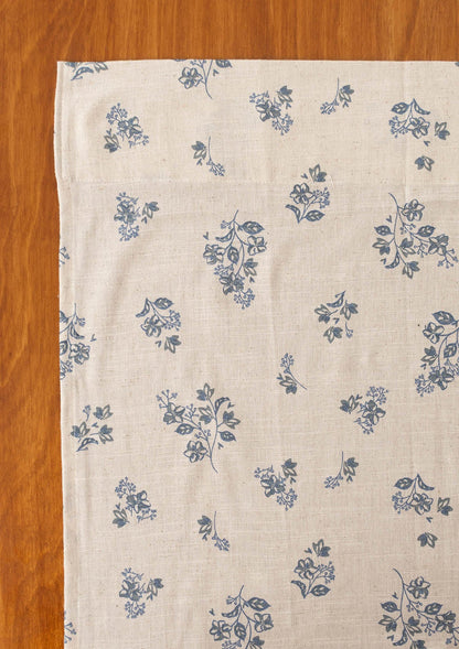 Whisper floral Linen blend cotton curtain for living room - Room darkening - Blue - Single Piece