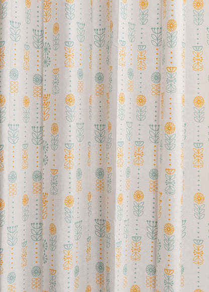 Wild Bouquet 100% cotton floral curtain for Living room & bed room - Light Reduction - Yellow - Single Piece